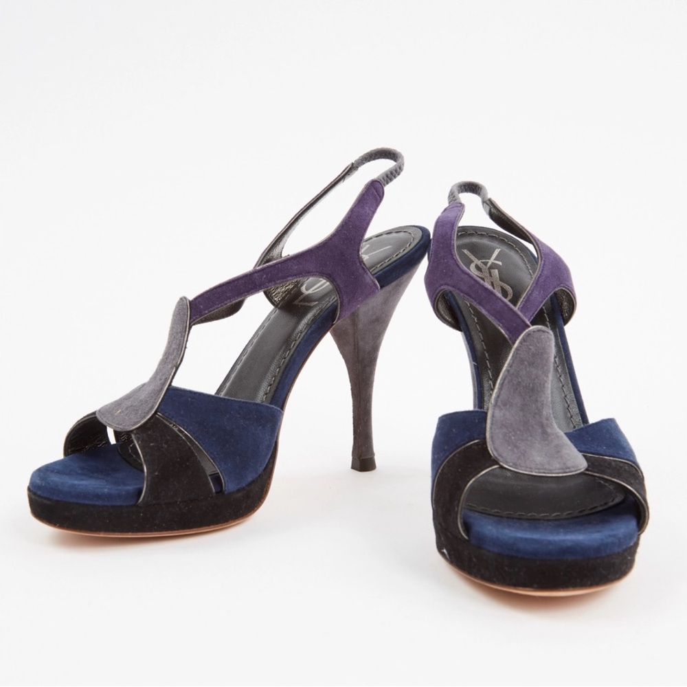 Yves Saint Laurent Blue and Purple Heels